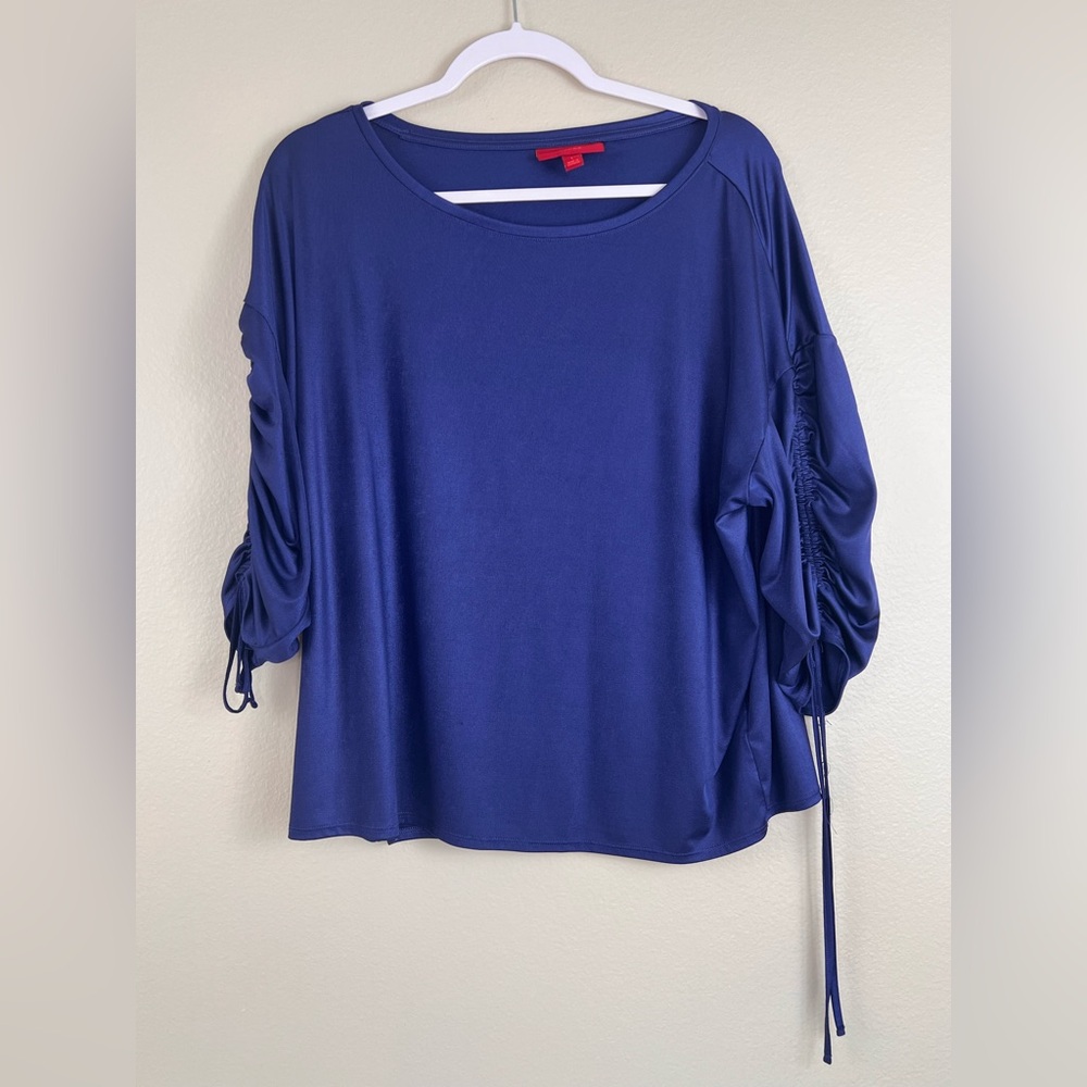 Jennifer Lopez Royal Blue Women’s Large Long Sleeve Ruched Sleeve Blouse